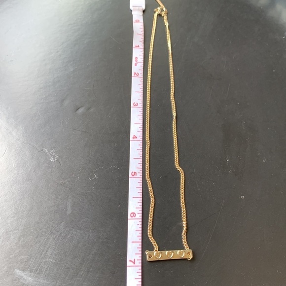 Gold Tone Three Heart Bar Necklace - Picture 4 of 7